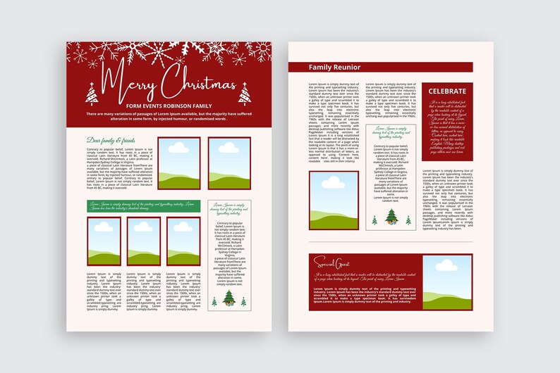 Merry Christmas Newsletter Canva Template Christmas Journal | Etsy