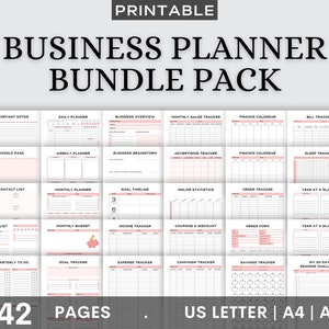 Printable business planner bundle pack for small business owner | Instant download digital planner printable pdf business bundle planner