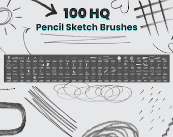 100 Pencil Sketch Brushes For Photoshop ABR File, Sketching Brushes, Adobe Photoshop Brushes, Pencil Brush Set