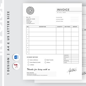 Editable Invoice Template Printable Invoice Editable Order Etsy