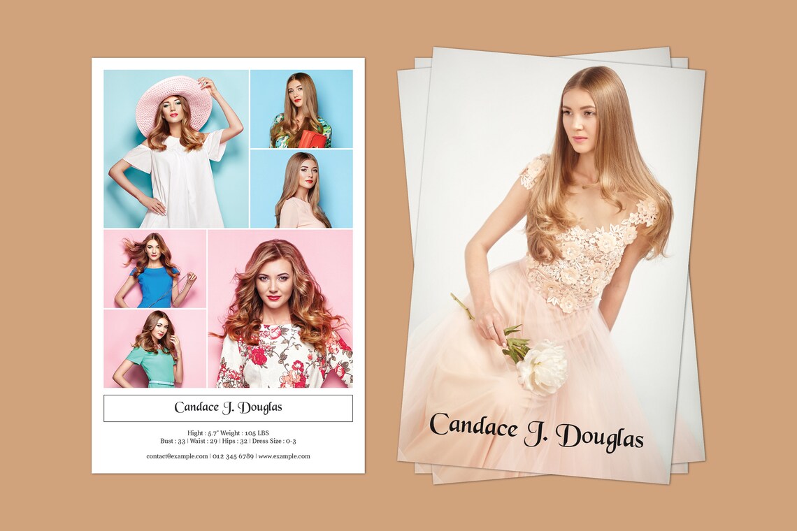Modeling Comp Card Template, Professional Comp Card, Fashion Modeling