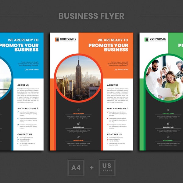 Business Flyer Templates | Editable Corporate Flyer Design | INSTANT DOWNLOAD PDF & InDesign Doc | Elegant Corporate Flyer Layout