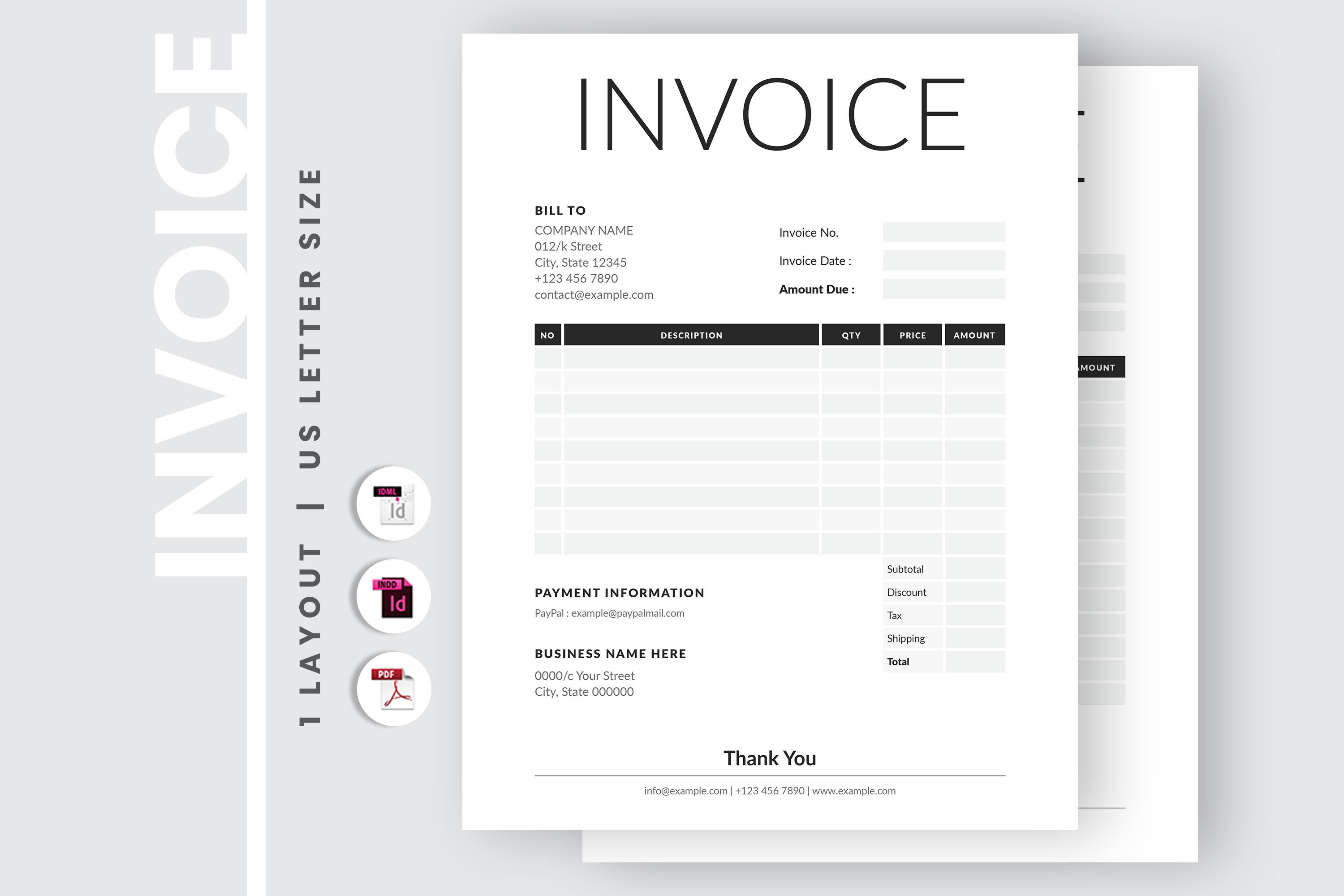 editable invoice template printable invoice editable minimal etsy canada