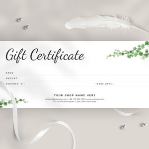 Plantilla moderna del cupón de regalo, certificado de regalo editable, diseño de tarjeta de regalo imprimible, vale de regalo mínimo, vale de la tienda, plantilla de la tarjeta de regalo
