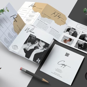 Square tri-fold brochure template, Photography welcome guide template, Wedding photography pricing guide, Multipurpose usable brochure Vol.1 image 1