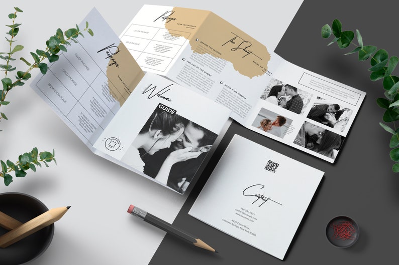Square tri-fold brochure template, Photography welcome guide template, Wedding photography pricing guide, Multipurpose usable brochure Vol.1 image 1