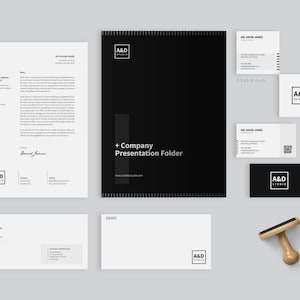Minimal Corporate Identity Stationary Design, Branding Template, Carte de visite, Facture, En-tête, Flyer, Folder, Envelope Templates
