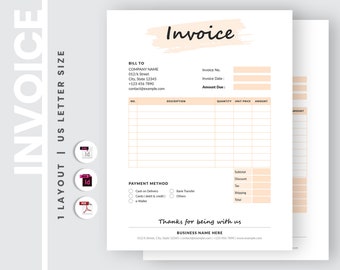 Editable Invoice Template, Printable Invoice, Editable Order Form, Photographer Invoice Template, PDF Invoice Template, Minimalist Invoice