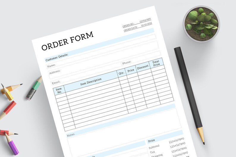 Plantilla de formulario de pedido al por mayor de Word Etsy España