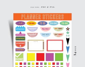 Planner Sticker Digital Template, Happy Planning Sticker Design, Planner Sticker png jpeg dxf svg eps pdf dco. Digital Planner Sticker Set