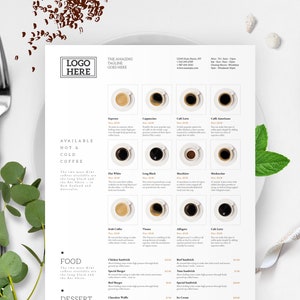 Menu sjabloon, restaurant menu sjabloon, koffie menu, schoon en vers voedsel menu, vintage Cafe menu, minimalistische voedsel menu lijst, menu ontwerp