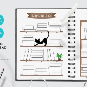 Libros para leer imprimibles, lista de lectura, registro de lectura, bullet journal imprimible, lista de libros imprimible, estantería imprimible - A4, A5 y carta