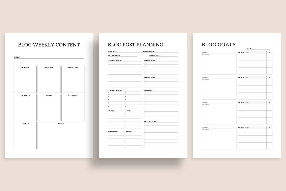 Printable Blogging Planner for Content Creator Planner for - Etsy