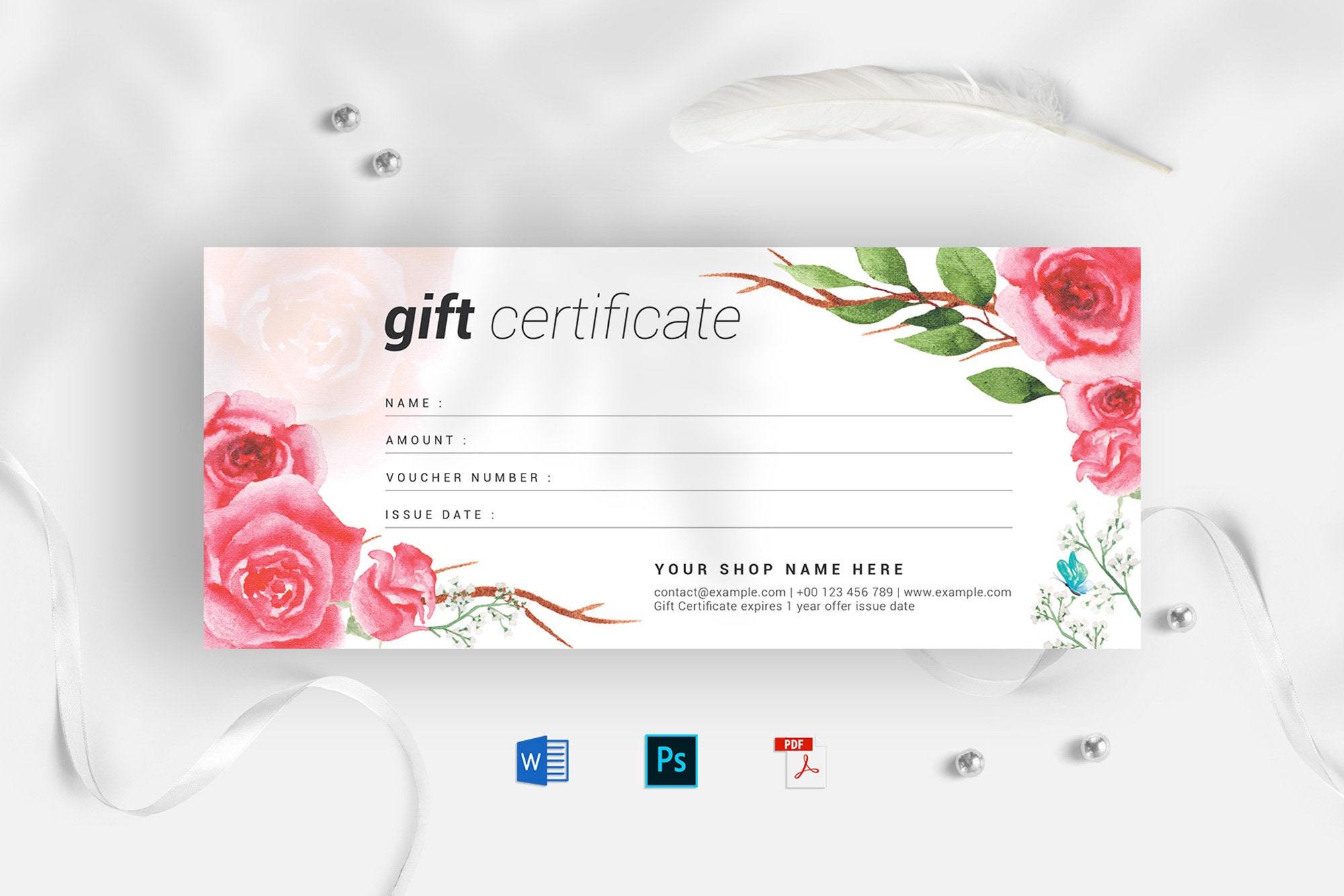 Gift Certificate Template, Gift Voucher Template, Modern Gift Voucher