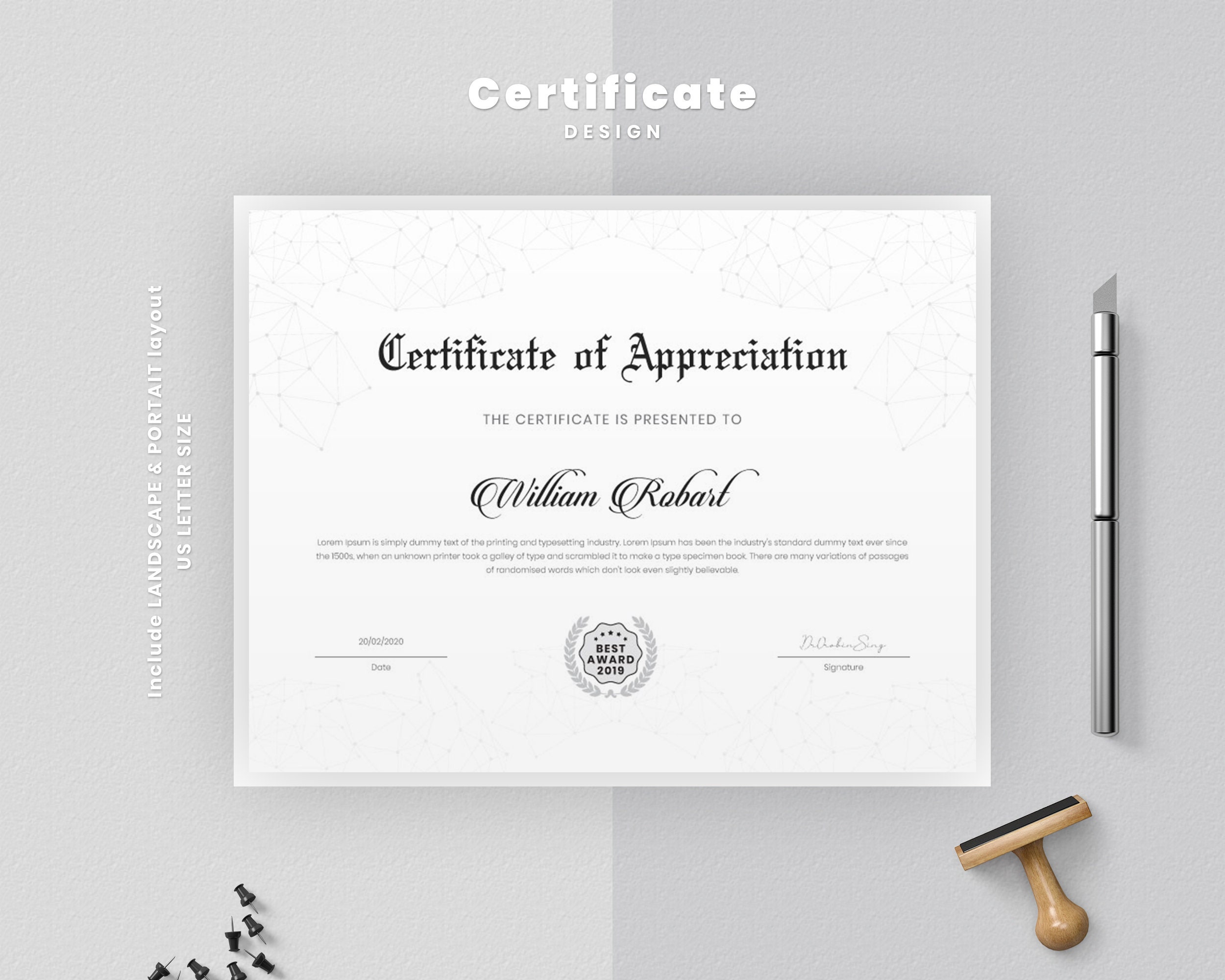Elegant Certificate Design Technological Certificate Layout  Etsy Inside Landscape Certificate Templates Elegant Certificate Design Technological Certificate Layout  Etsy Inside Landscape Certificate Templates