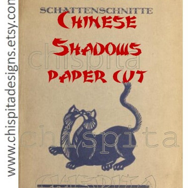 Chinesische Schattenschnitte:ein Bilderbuch ebook.Printable Chinese Shadow Paper Cut.1920s Asian Paper die cut &Gift HR Asian landscape