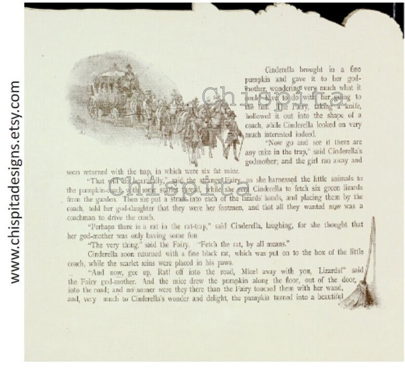 Perrault's Cinderella Printable Vintage Book. Fairytale Ebook. the