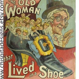 Old woman who lived in a shoe 1880s ebook. Antique illustrated nursery rhymes about naughty children. Old conduct of life  pictured verses.