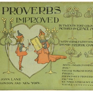 Antique Illustrated Proverbs Ebook: 1900s English Rhymes.Pictured sayings pdf book
