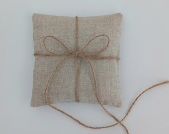 Luxury Linen Ring Bearer Pillow Mini  Handmade ring cushion 5 " x 5 "