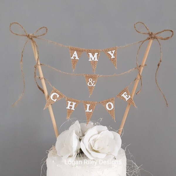 Lesbian cake topper Wedding Bunting