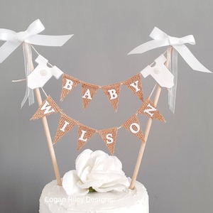 Personalised Baby shower cake topper bunting