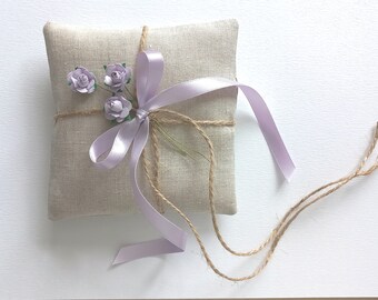 Linen Wedding Ring Bearer Pillow Handmade Mini 5x5 inch