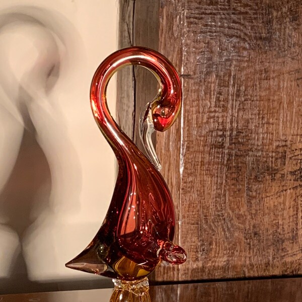 Cygne en verre de style Murano