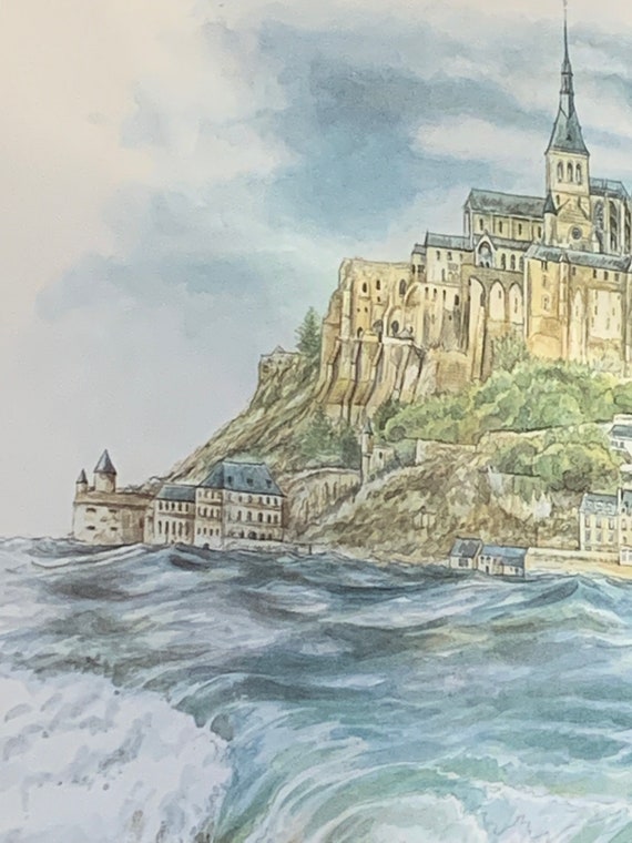 Watercolour Print of Le Mont Saint Michel, France, by Bernadette