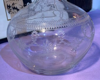 Etched Vintage Glass Decanter