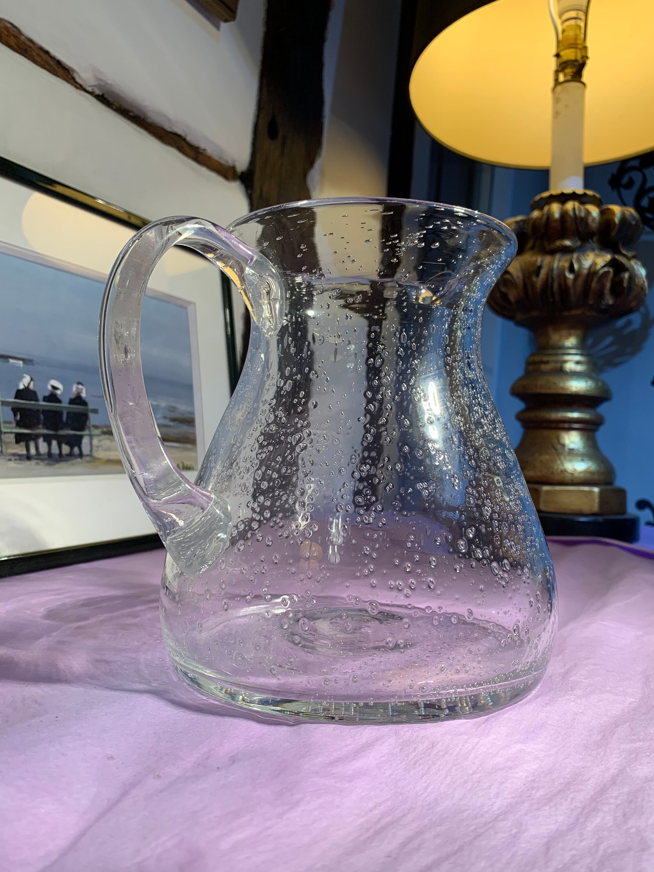 French Artisan Glass Bubble Jug Etsy