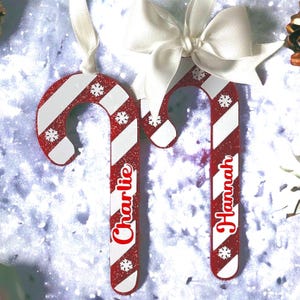 Personalised Christmas Candy Cane Bauble-Acrylic Tree Decoration