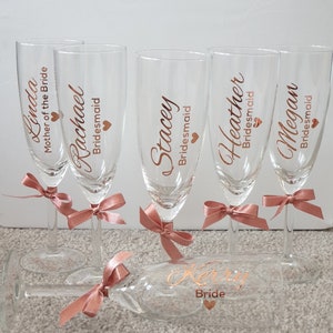 Champagne flutes - wedding -  bridesmaids gift - maid of honour gift - wedding gift - bridesmaid proposal - bridal party gifts.