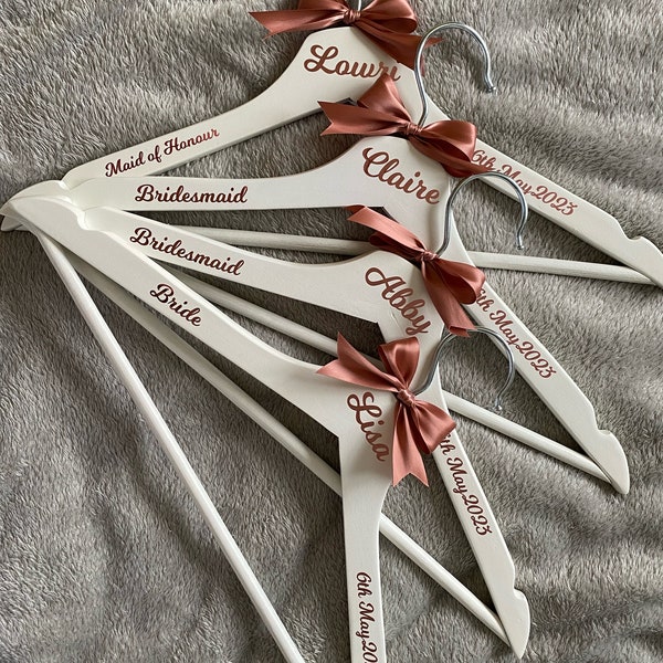 Wedding hangers - bride - Maid of honour- Bridesmaid - personalised hangers - dress hangers