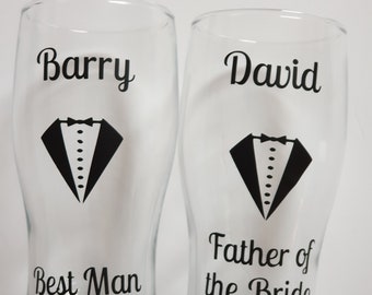 Personalised Pint glass- grooms gift- wedding day gifts-Best man gift- groomsman gift- usher-gift special occasion glass