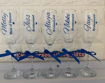 Personalised Wedding Champagne Flutes – Custom Name Bridal Party Gifts