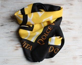 Vintage scarf for Christian Dior Vintage yellow black square scarf Vintage foulard Vintage head scarf 40th birthday gift Wife vintage gift