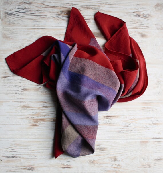Vintage square silk Louis Feraud scarf Vintage red