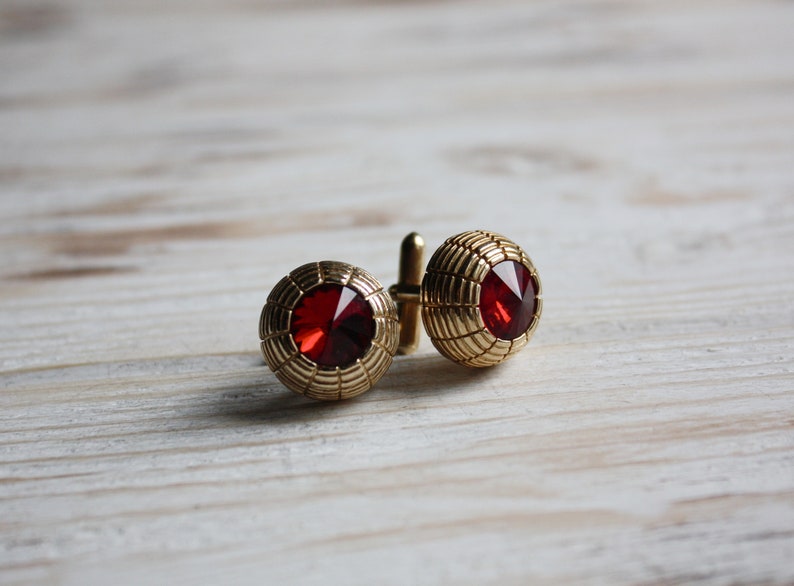 Vintage wedding groom cufflinks Retro red cuff links for women Unisex urban jewelry Vintage mens jewelry gift Father/'s Day gift