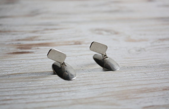 Vintage chunky silver cufflinks / Antique minimal… - image 8