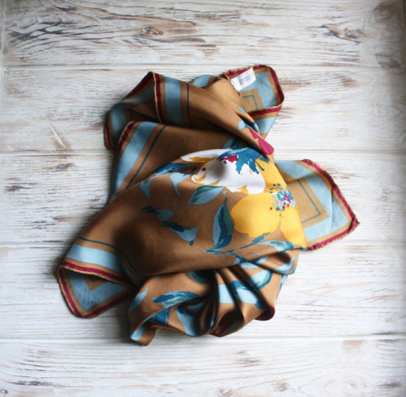 Vintage Christian Dior silk scarf Retro square floral head Etsy