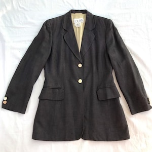 Vintage Laurel by Escada wool jacket / Vtg gray wool oversize blazer women / Casual designer suit ladies coat / Vintage fall clothing women