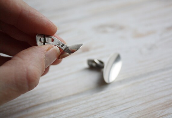 Vintage chunky silver cufflinks / Antique minimal… - image 7