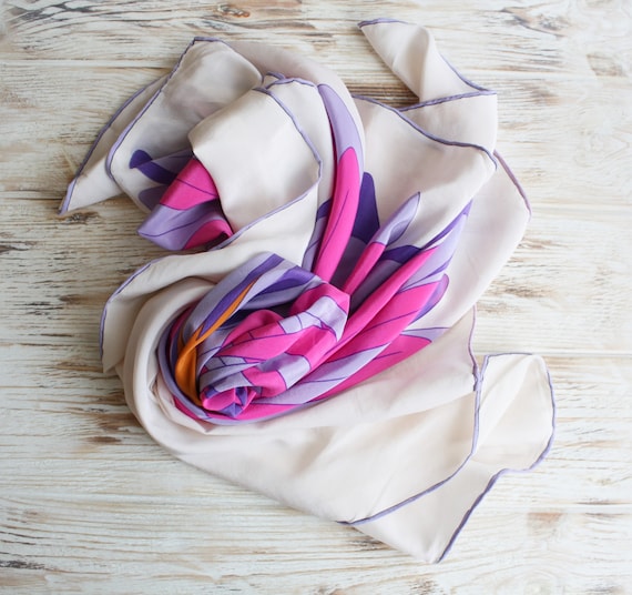 Vintage Gres Paris silk bird scarf / Vtg designer… - image 7