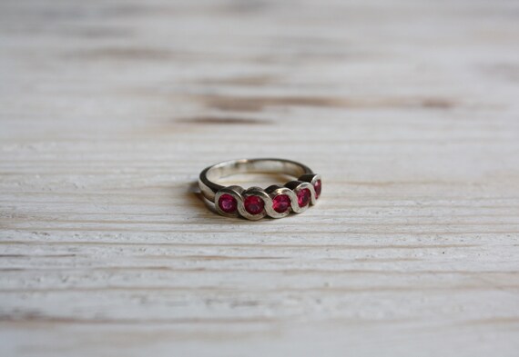 Pink Vintage Silver Ring Size 8 Rings For Women Promise Ring Etsy