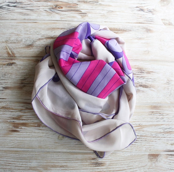 Vintage Gres Paris silk bird scarf / Vtg designer… - image 1