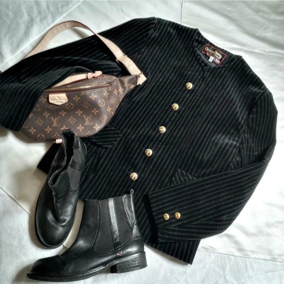 Vintage black cotton jacket / Short retro David B… - image 1
