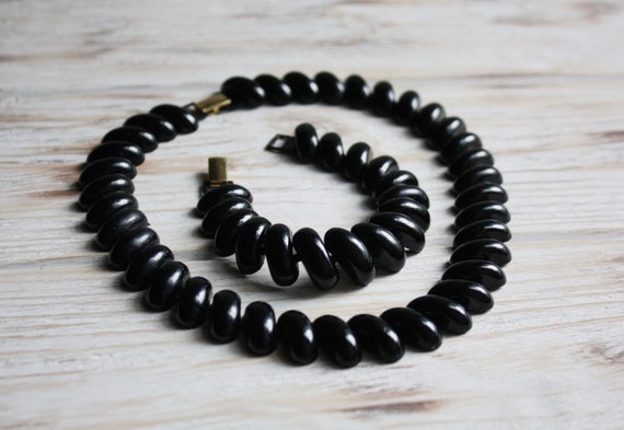 Vintage Napier black enamel necklace and bracelet