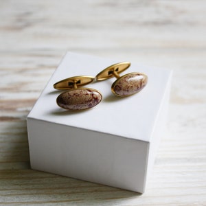 Vintage cuff links with natural stone / Retro unisex jewelry / Vintage groom cufflinks / Antique jewelry women