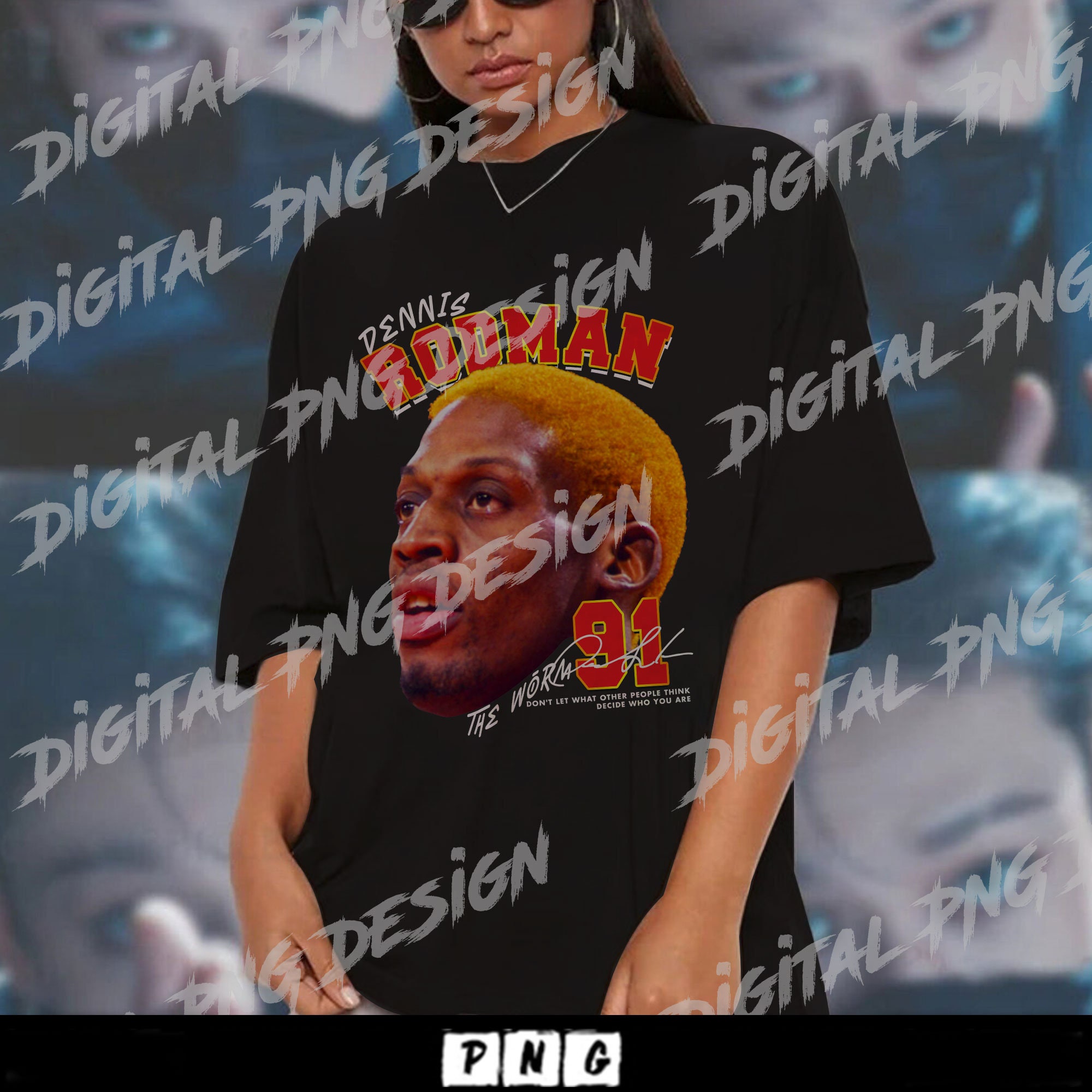 Dennis Rodman T Shirt Design PNG Instant Download